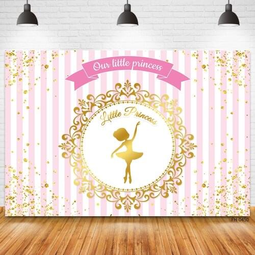 Custom Gold Pink Stripe Decoration Photo Studio Background Newborn Baby Shower Girl Birthday Party Poster Backdrops Photography