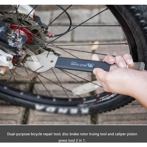Portable Bike Dual Functions Rotor Truing Tool Hydraulic Disc Brake Caliper Piston Press MTB Reset Wrench Bicycle Repair Tool