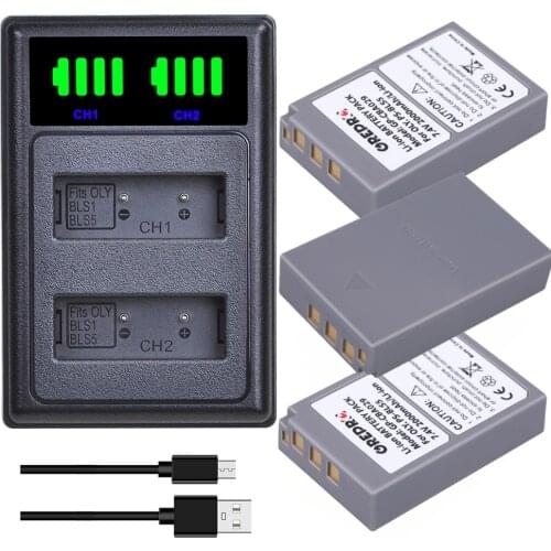 PS-BLS5 BLS5 BLS50 BLS-5 Battery with Type-C Charger for Olympus PEN BLS-50 E-PL2 E-PL5 E-PL6 E-PL7 E-PM2 OM-D E-M10 II Stylus1