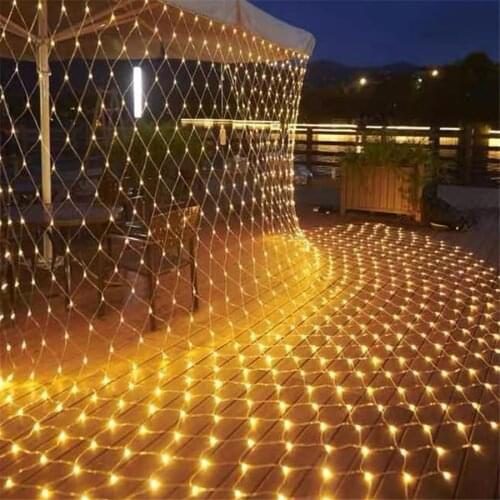 220V EU Plug Christmas Fairy Lights Outdoor 8 Modes Led Fishing Mesh String Lights Home Wedding Park Garden Decorative Garlands