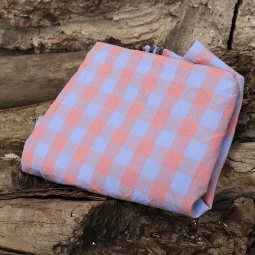 Grid High Quality Density Cotton Yarn-dyed Fabric For Sewing Cloth Dresses Robe Summer Thin DIY Handmade Designer Pleated