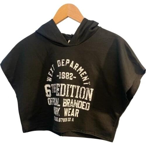 HOODED PRINTED SHORTS TOOL-BLACK