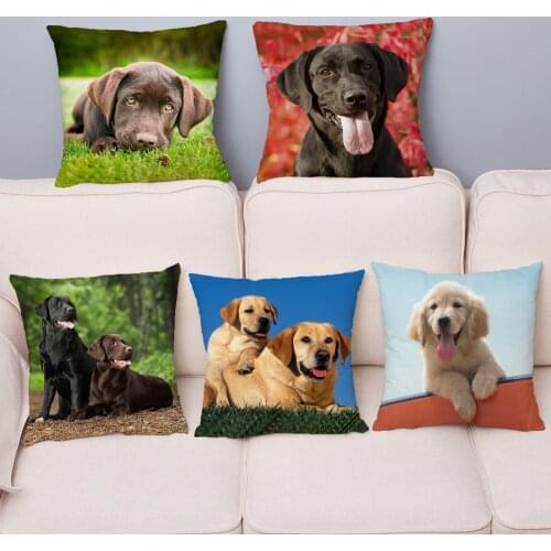 Cute Labrador Retriever Dog Print Pillow Cover 45*45 Cushion Cover Super Soft Plush Throw Pillow Case Home Decor Pillows Covers