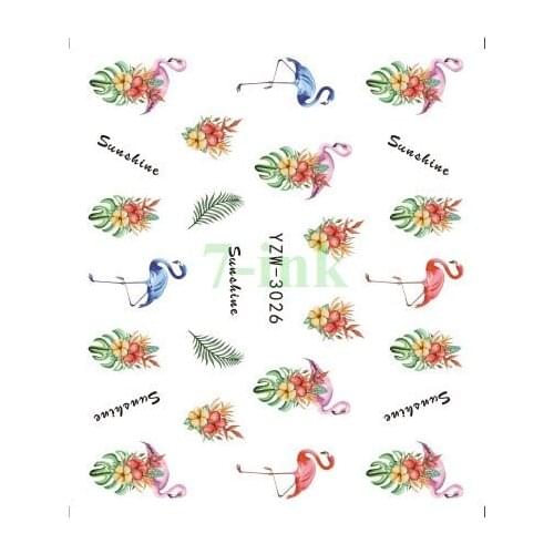 Water Transfer stickers for nail art English letter flower feather Flami Fingernails Decals Manicure Decor Nail Wraps Decals