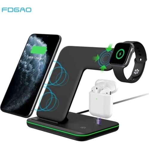 15W 3 in 1 Wireless Charger Stand for iPhone 12 11 XS XR X 8 Fast Charging Dock Station For Apple Watch SE 6 5 4 3 2 Airpods Pro