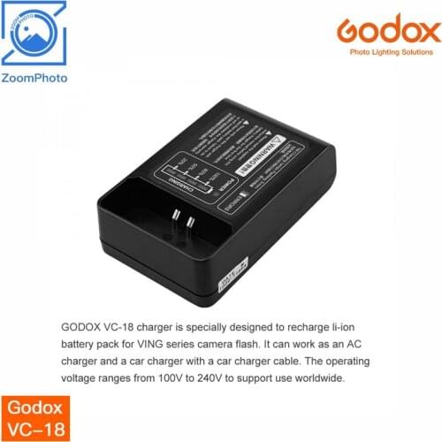 Godox VC-18 AC Charger Battery Charger For Godox VB18 (VB-18) Battery VING V850 V860 V860II Flashes