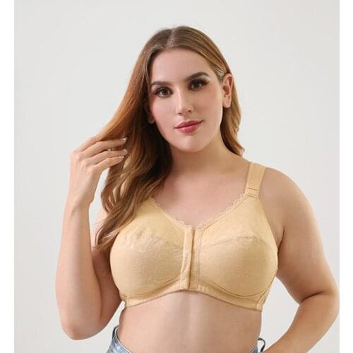 Lace No Pad No Wire Plus Size Front Close Bra Wireless Super Size Big Womens Underwear Bras 95F 95G 115E 115F 115G 120B 120F
