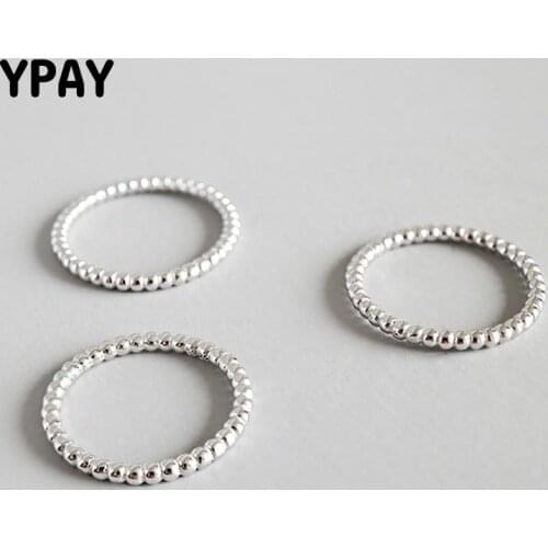 YPAY 100% 925 Sterling Silver Beaded Stack Rings Korean Design Delicate Simple Stackable Eternity Band Ring Jewelry Gift YMR541