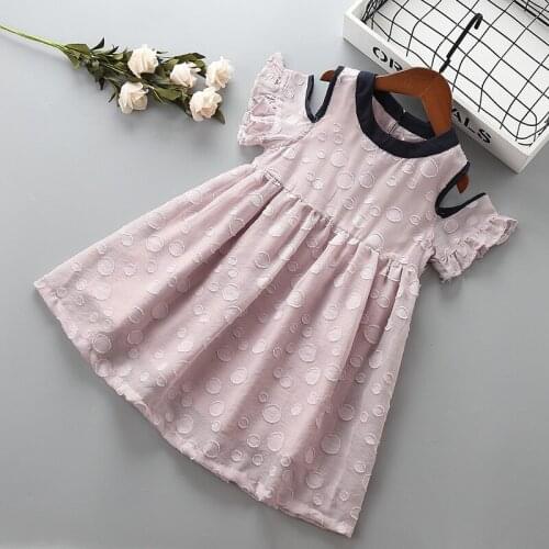 4-10 years High quality girl dress 2019 new summer fashion Dot solid ruched kid children girl clothing party princess dress