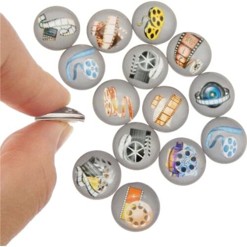 10-50pcs Retro Style Movie Music Tapes Design Glass Cameo Flatback Dome Cabochon For Craft DIY Jewelry Making Findings 8-30MM
