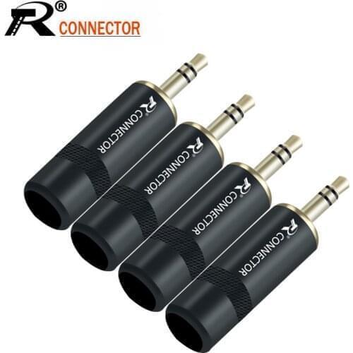 100PCS 3.5MM Jack Stereo 3.5MM Male Plug Connector Gold Plated Brass Jack 3.5MM Wire Connector for 6MM Cable Headphone Earphone