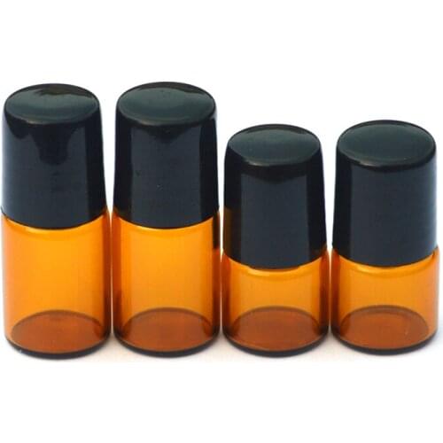 100pieces/lot)1ML 2ML Glass Roll on Bottle with Stainless Steel roller Small Essential Oil Roller-on bottle