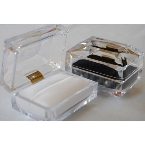 100pcs Jewelry Package Boxes Ring Holder Earring Display Box Acrylic Transparent Wedding Packaging Storage Box Cases ZA5625