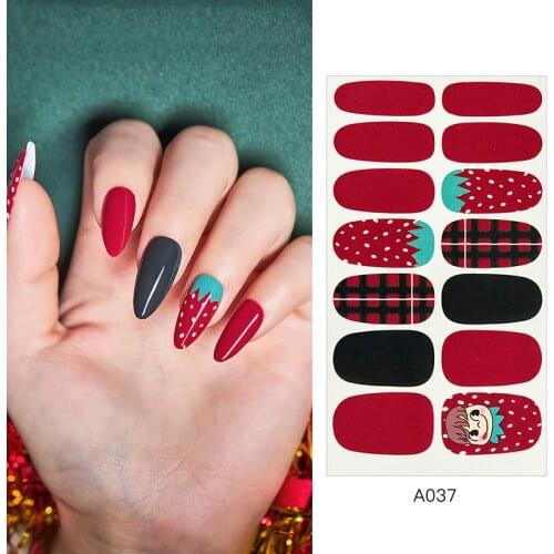 14tips/sheet Fashion Full Cover Nail Polish Wraps Adhesive Nail Stickers Nail Art Decorations Manicure Tools