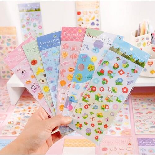 5pcs/lot PET Decorative Stickers Cute Cartoon Daily Hand Account Stickers Sticker Flakes Kawaii Stickers Journal Stickers
