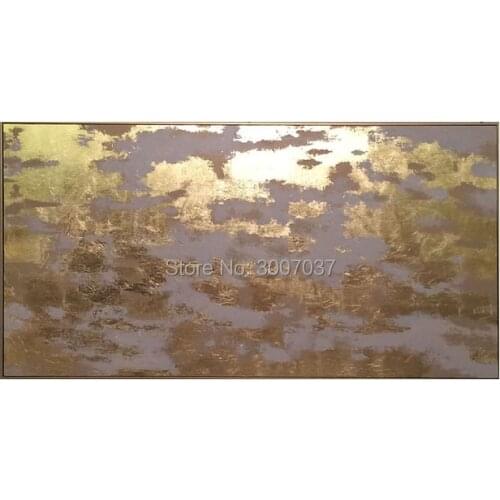 Abstract Gold Foils Oil Painting Hand Painted for Home Decor Modern Gold Color Canvas Painting