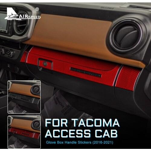 AIRSPEED Carbon Fiber for Toyota Tacoma 2016-2021 Accessories Interior Trim Car Co-Pilot Storage Glove Box Handle Cover Sticker