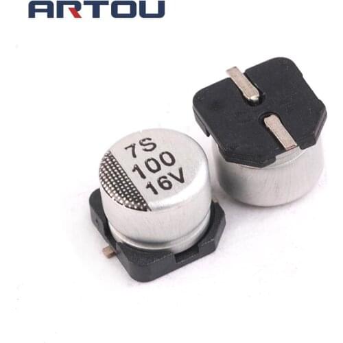 50PCS 16V 100UF 100UF/16V 6.3X5.5MM SMD Aluminum Electrolytic Capacitor