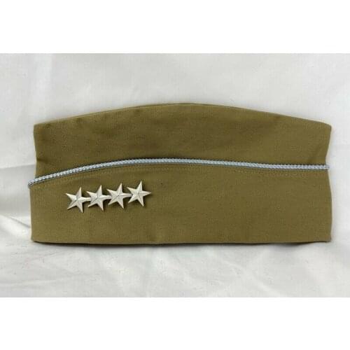 WW2 US ARMY KHAKI GARRISON CAP HAT & OFFICER 4 STAR GENERAL RANK INSIGNIA armyshop2008