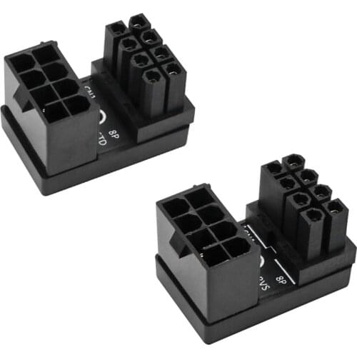 ATX 8-Pin Female to 8pin Male180 Degree Angled Power Adapter Up+Down for Desktop PC Computer Graphics Video Card