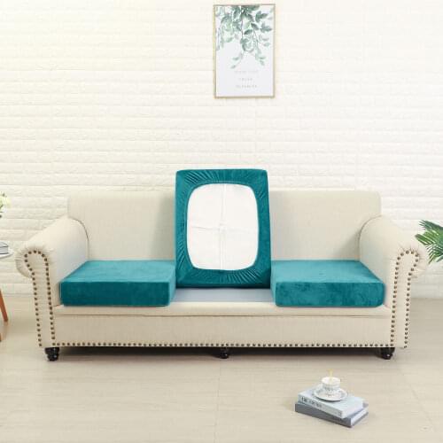 Velvet Sofa Seat Covers for Living Room Plush Cushion Cover Thick Jacquard Solid Soft Stretch couch Slipcover Funiture Protector