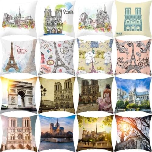 Paris Venice London Scenery Home Decoration Pillow Case France Italy England UK Europe Cotton Pillow Case Bedroom Decoration
