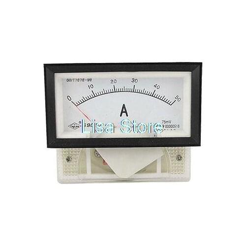 DC 0-50A Rectangle Panel AMP Meter Analog Ammeter 69C17