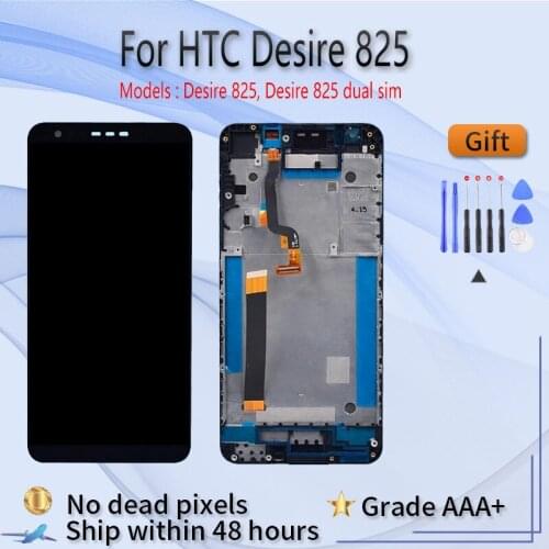For HTC Desire 825 LCD screen assembly with front case touch glass,5.5 inches LCD Display original Black White