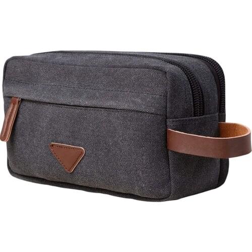 Men Travel Canvas Shaving Kits Cosmetic Makeup Organizer Women Toiletry Bag with Double Compartments Kosmetyczka Beauty Case