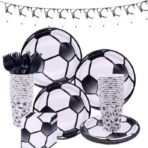 Football theme party tableware set disposable paper plate tablecloth napkin shower supplies boy birthday party decoration