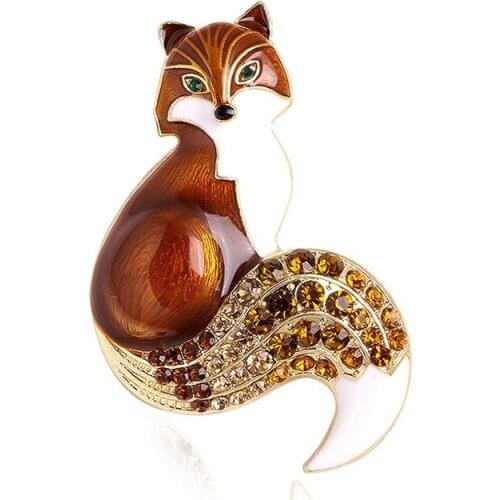 Hot Sale Rhinestone Enamel Fox Brooch Buckle Animal Brooch Brooch Cute Accessories For Women Party Causal Brooch Pins Gifts