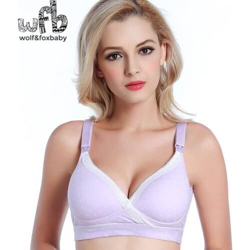 Retail cotton breastfeeding bra buttoned pregnant women gather underwear without steel breast feeding bra Maternity
