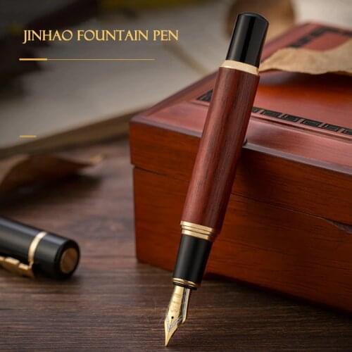 JinHao 650 or 8802 Luxury Wood Fountain Pen 0.5MM Nib High Quality Ink Pen for Writing Stationery School Office Supplies canetas