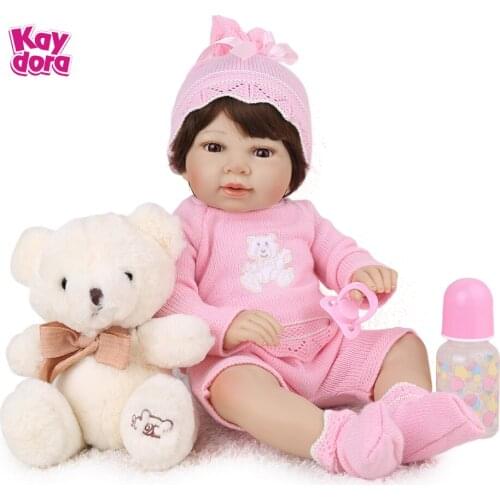 KAYDORA Reborn Baby Dolls 22inch 55cm Lifelike Full Body Vinyl Doll Kid Boneca Play Toy Lol Grils Gift Cute Bear Toys