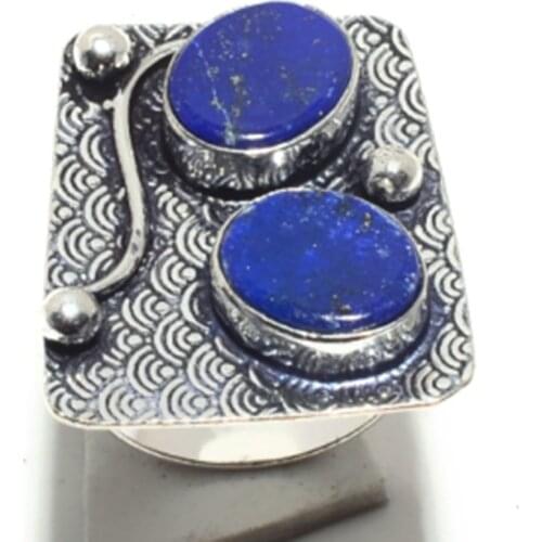 Lapis Lazuri Ring Silver Overlay over Copper, USA Size: 7 , R5879
