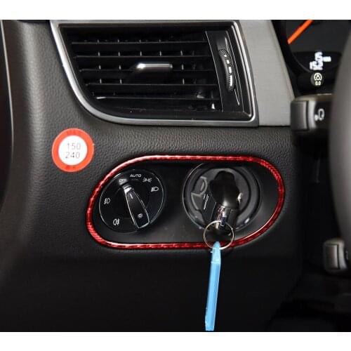 Red Genuine Carbon Fiber For Porsche MACAN 2014-2021 Car Headlight Switch Button Cover Trim Styling Sticker