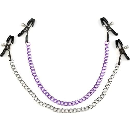 Stainless Steel Metal Chain Nipple Milk Clips Breast Clip Sex Slaves Nipple Clamps Sex Toys Butterfly Style for Couples