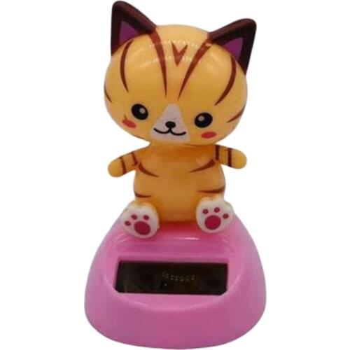 Cute Cartoon Solar Powered Dancing Shaking Cat Shape Car Ornament Home Office Swinging Toy Black Cat,Yellow