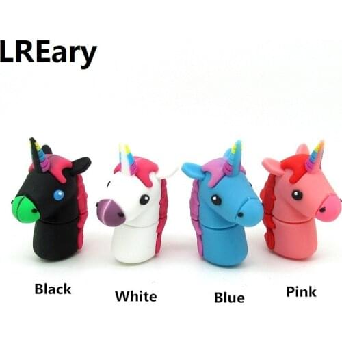 Cute black blue pink Unicorn usb flash drive disk mini gift memory stick pendrive Pen drive personalized 4GB 8GB 16GB 32GB