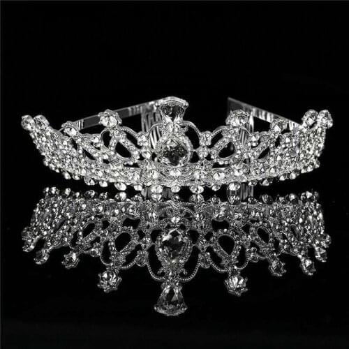 Fashion Rhinestone Crystal Tiara Crown Hair Sticks Headdress Bridal Prom Elegant Fashion Hair bands Accessoies For Woman