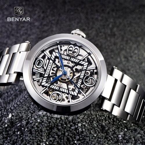 BENYAR Men Mechanical Wristwatches 2021 New Top Luxury Automatic Mens Watches Stainless Steel Waterproof Skeleton Montre Homme