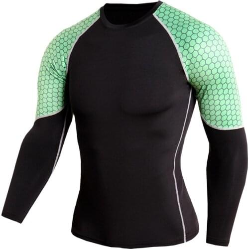 Mens Sports Tights Long-sleeved Breathable and Quick-drying Fitness Running Football Basketball Training Suit Sports T-shirt