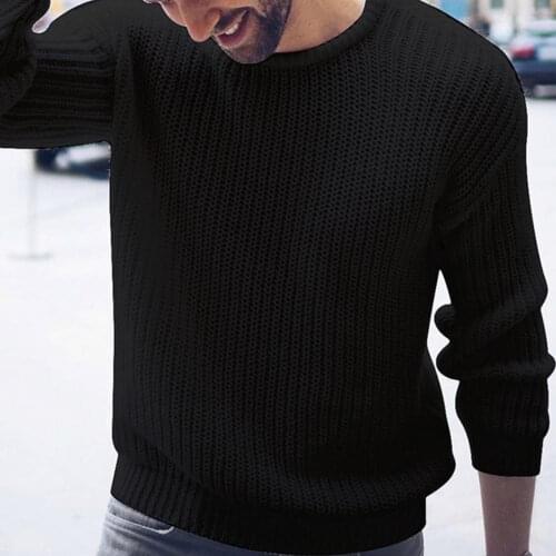 Men Thin White Solid Pullovers Autumn Winter Solid Color O Neck Long Sleeve Knitted Sweater Pullover Top Pull Homme Streetwear