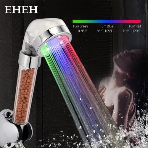 EHEH Led Thermostat Control Spa Shower Head 3 Color Led Shower Temperature Control Premium Spary Nozzle Water Saving