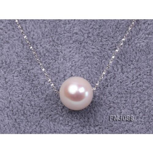 New Arriver Real Pearl Jewellery,White Color Big Size 12mm Round Freshwater Pearl Necklace 925 Sterling Silver Jewellery