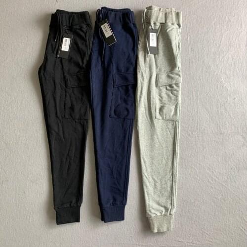 Super high-quality spring and autumn lens decoration pure cotton terry fabric mens and womens casual sports pants trousers