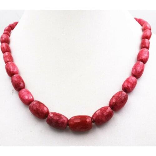 Jewelry Faceted Exquisite Red Ruby Old Beads Beads Gems Necklace 18"AAA
