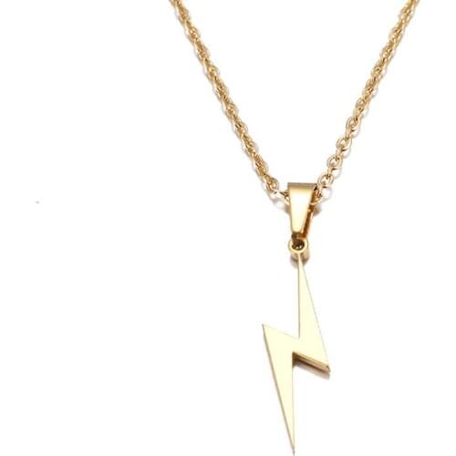Stainless Steel Necklace Hot Lightning Necklaces For Women Protection Pendants For Girlfriend Gifts Rose Gold Jewelry