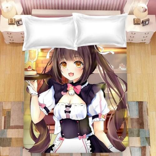 Game Nekopara Anime 3D Printed Bed Sheet Coverlet Children Room Bed Sheet Bed Linen (NO Duvet Cover Pillowcase) 03