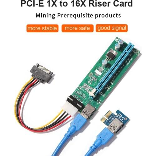 0.6M PCI-E Riser Card PCI Express 1X to 16X Extender PCI-E Adapter USB 3.0 Cable SATA 4Pin Power Cord for GPU Mining Accessories